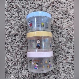 PEANUTS Snoopy Plastic Miniso Storage Containers Set Of 3 New